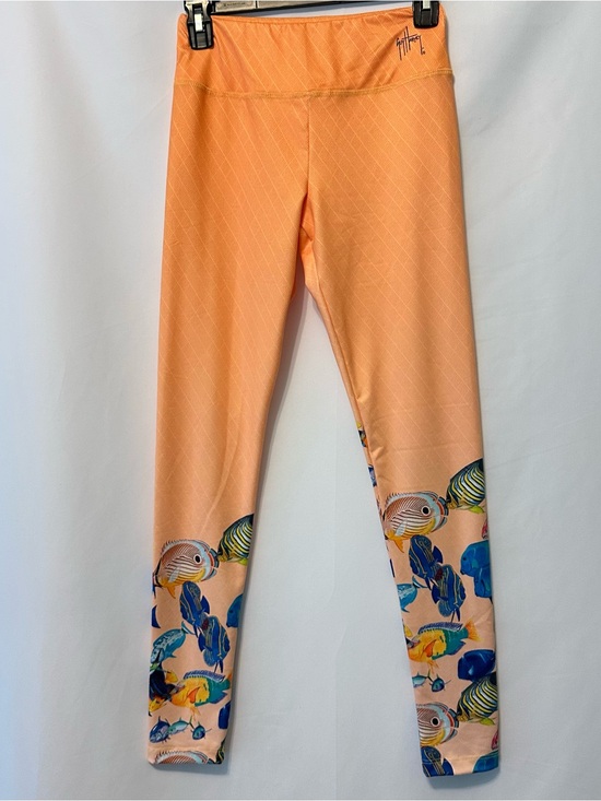 Guy Harvey Pants - Guy Harvey Leggings Womens XS Orange Tropical Fish Comfort Colorful Stretch